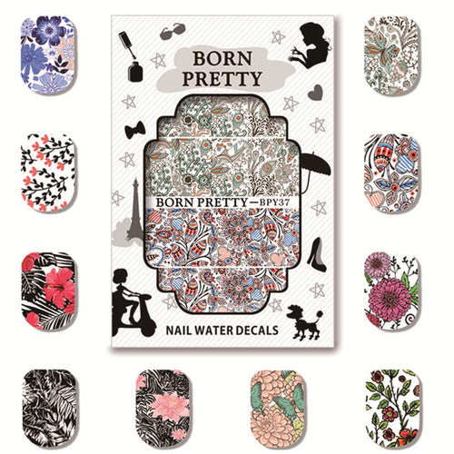 1 Sheet BORN PRETTY Flower Pattern Nail Art Water Decals Transfer Stickers Nail