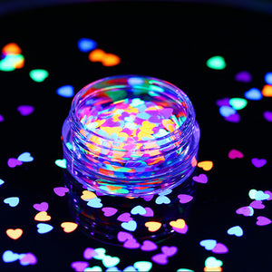 1 Box Fluorescent Nail Sequins Ultra-thin Colorful Glitter Flakies Heart