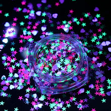 Load image into Gallery viewer, 1 Box Fluorescent Nail Sequins Ultra-thin Colorful Glitter Flakies Heart