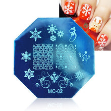Load image into Gallery viewer, Christmas snowflake Art Plate Stamp Stamping Set Round Stainless Steel DIY Nail Polish