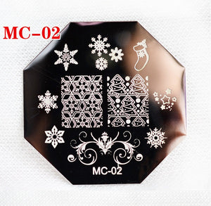 Christmas snowflake Art Plate Stamp Stamping Set Round Stainless Steel DIY Nail Polish