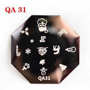 Christmas snowflake Art Plate Stamp Stamping Set Round Stainless Steel DIY Nail Polish