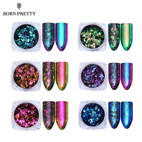 1 Box Irregular Chameleon Nail Sequins Glitter Colorful Flakies Powder