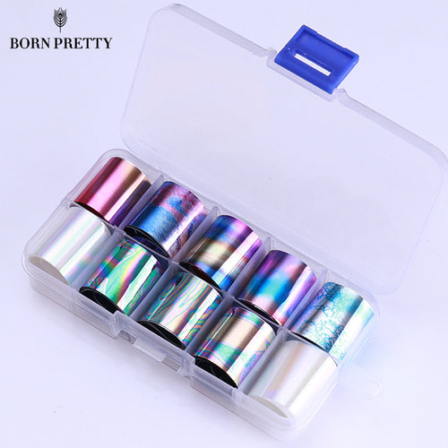 1 Box Holographic Nail Foil Set 2.5*100cm Transparent AB Color Transfer Sticker