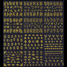 Load image into Gallery viewer, 12 Sheets Metallic Hollow 3D Nail Stickers Set Gold Silver Flower Leaf Decals Manicure