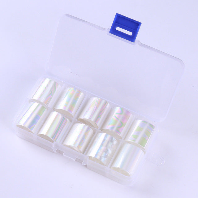 1 Box Holographic Nail Foil Set 2.5*100cm Transparent AB Color Transfer Sticker