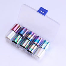 Load image into Gallery viewer, 1 Box Holographic Nail Foil Set 2.5*100cm Transparent AB Color Transfer Sticker