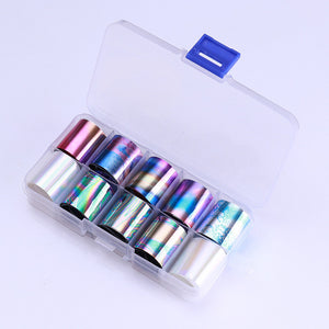 1 Box Holographic Nail Foil Set 2.5*100cm Transparent AB Color Transfer Sticker