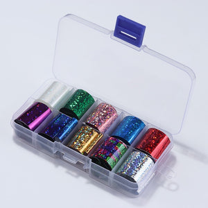 1 Box Holographic Nail Foil Set 2.5*100cm Transparent AB Color Transfer Sticker