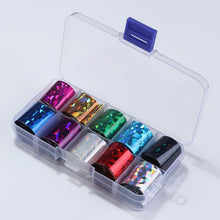Load image into Gallery viewer, 1 Box Holographic Nail Foil Set 2.5*100cm Transparent AB Color Transfer Sticker