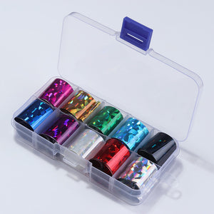 1 Box Holographic Nail Foil Set 2.5*100cm Transparent AB Color Transfer Sticker
