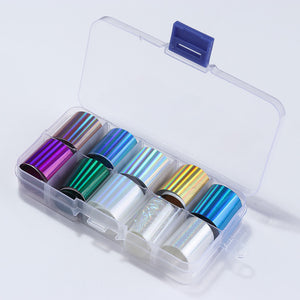1 Box Holographic Nail Foil Set 2.5*100cm Transparent AB Color Transfer Sticker